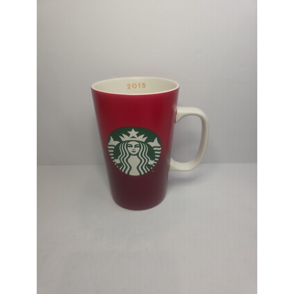 Starbucks 2015 Red, Tall, Ceramic Coffee Mug Cup, 16 oz.